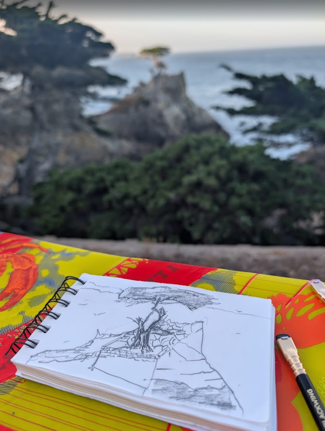 drawing at 5am in pebble beach